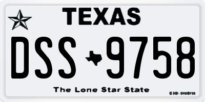 TX license plate DSS9758
