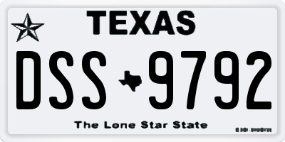 TX license plate DSS9792