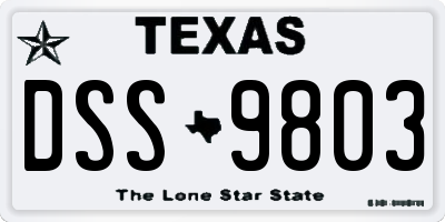 TX license plate DSS9803