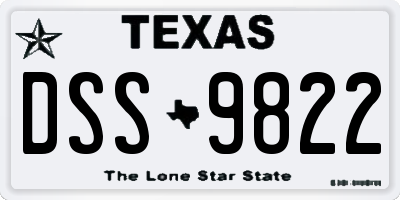 TX license plate DSS9822
