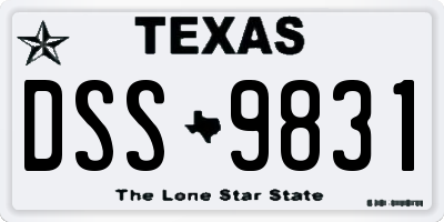 TX license plate DSS9831