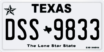 TX license plate DSS9833