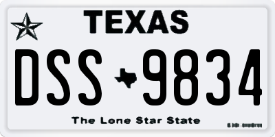 TX license plate DSS9834