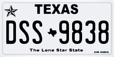 TX license plate DSS9838