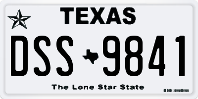 TX license plate DSS9841