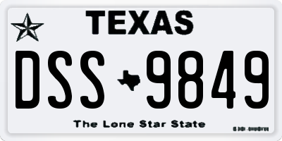 TX license plate DSS9849