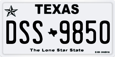 TX license plate DSS9850