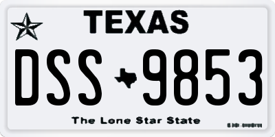 TX license plate DSS9853