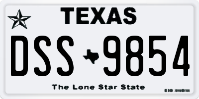 TX license plate DSS9854