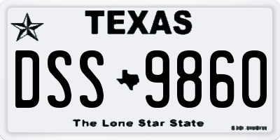 TX license plate DSS9860