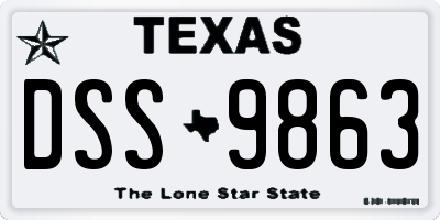 TX license plate DSS9863