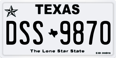 TX license plate DSS9870