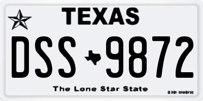 TX license plate DSS9872