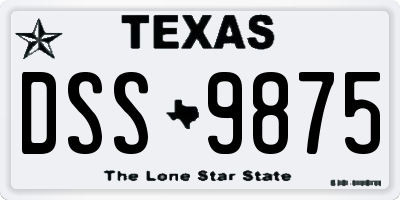 TX license plate DSS9875