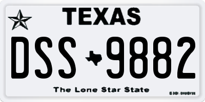 TX license plate DSS9882