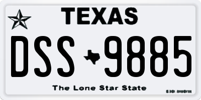 TX license plate DSS9885