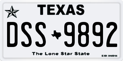 TX license plate DSS9892