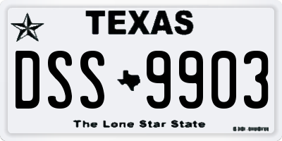 TX license plate DSS9903