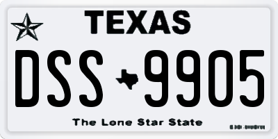 TX license plate DSS9905