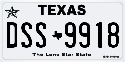 TX license plate DSS9918