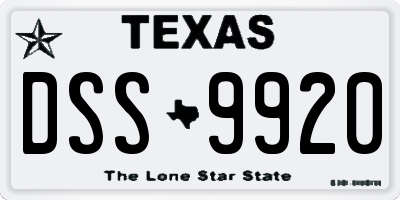 TX license plate DSS9920