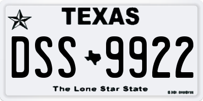 TX license plate DSS9922