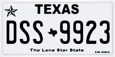TX license plate DSS9923