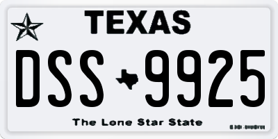 TX license plate DSS9925