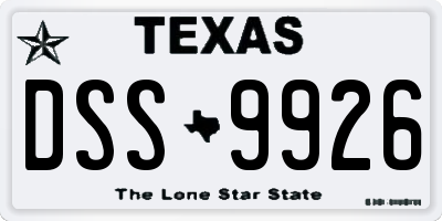 TX license plate DSS9926
