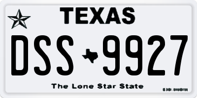 TX license plate DSS9927