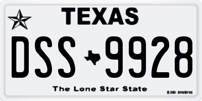 TX license plate DSS9928