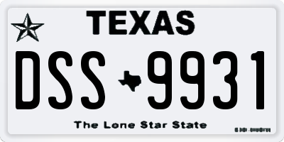 TX license plate DSS9931