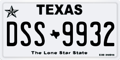 TX license plate DSS9932