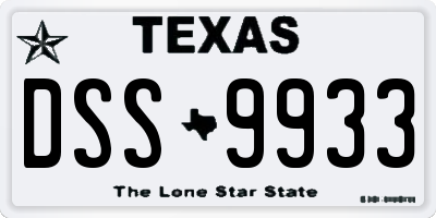 TX license plate DSS9933