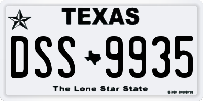 TX license plate DSS9935