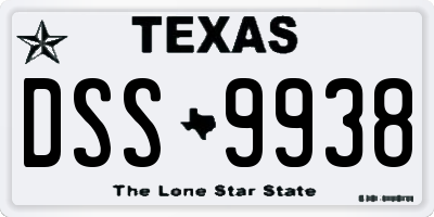 TX license plate DSS9938