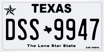 TX license plate DSS9947