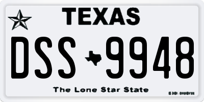 TX license plate DSS9948