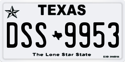 TX license plate DSS9953