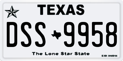 TX license plate DSS9958