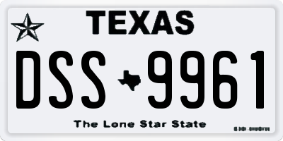 TX license plate DSS9961