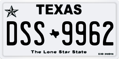 TX license plate DSS9962