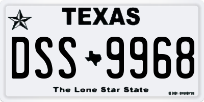 TX license plate DSS9968