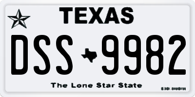 TX license plate DSS9982