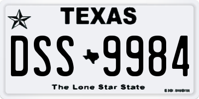 TX license plate DSS9984