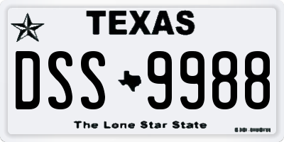 TX license plate DSS9988
