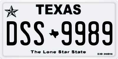 TX license plate DSS9989
