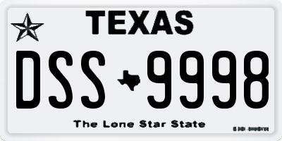 TX license plate DSS9998