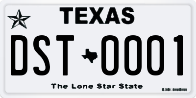 TX license plate DST0001