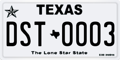 TX license plate DST0003